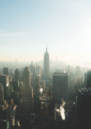 NYC Skyscrapers Surrounded by Smog and Air Pollution